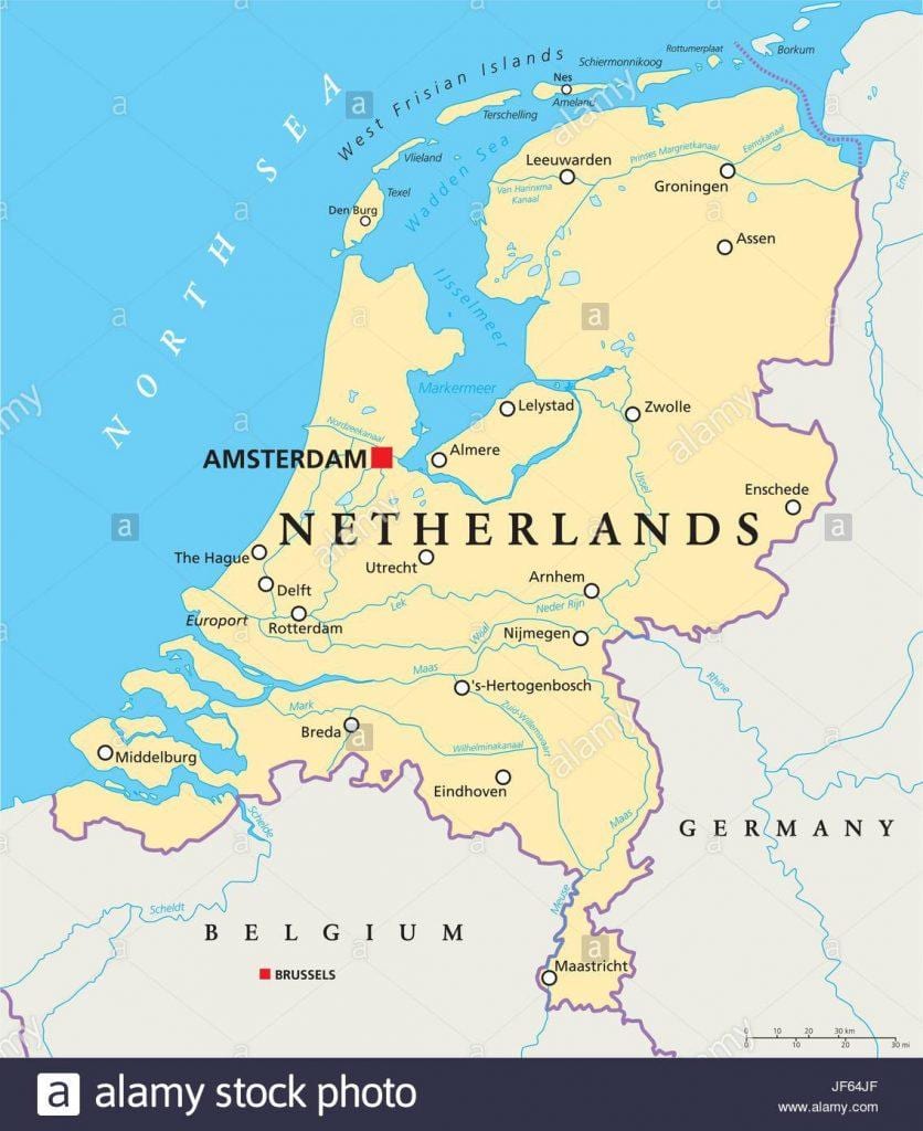 Žemėlapis Roterdamo ir amsterdamo