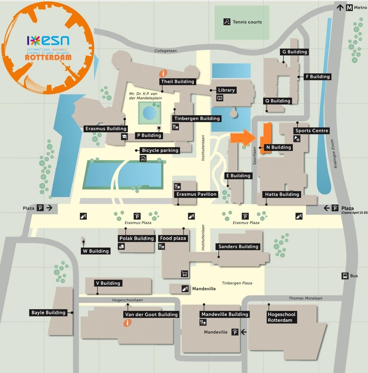 Žemėlapis erasmus universiteto Roterdame