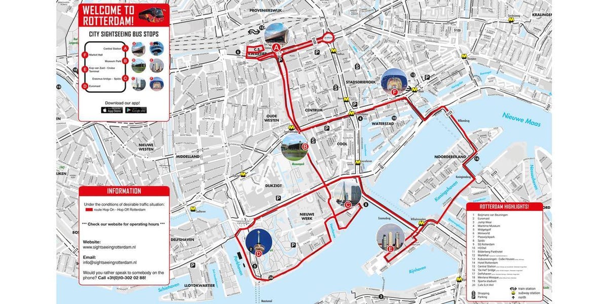Žemėlapis Roterdamas miesto autobusų